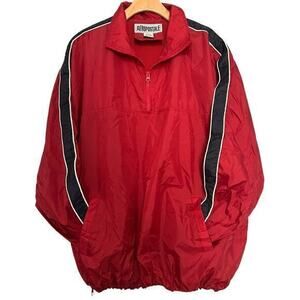 Aeropostale Vintage 90’s Mens Size L Red Black Striped Arms Packable Windbreaker